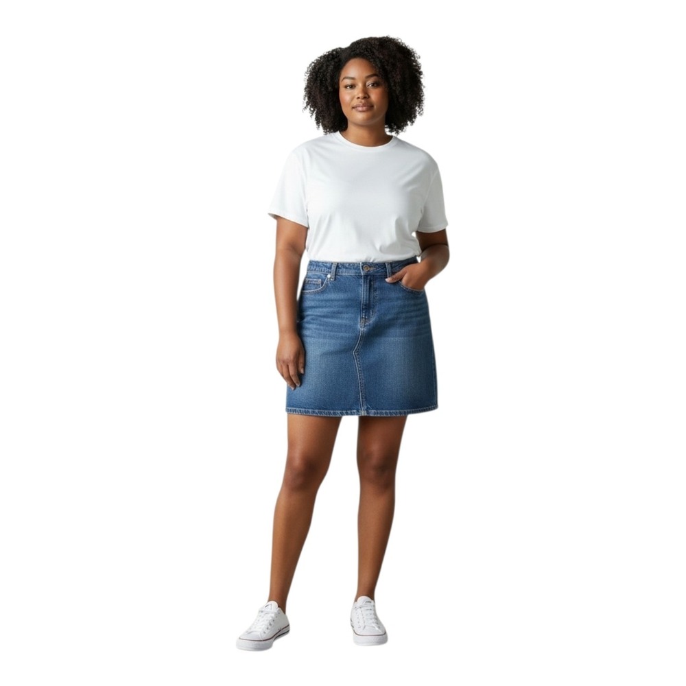 Mossimo Skirt Womens Size 10 Cotton Blue Denim Mini Short Jean Casual Pocket